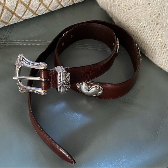 Fossil Accessories - Vintage FOSSIL Ornate Silver Tone GENUINE Quality LEATHER WESTERN Y2K BELT M